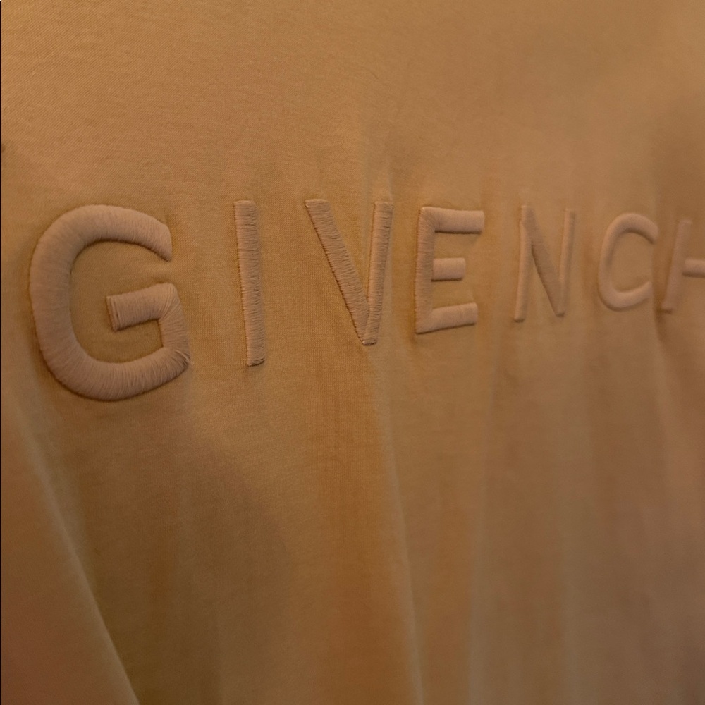 Givenchy Embroidered Logo Short Sleeve T-Shirt in Tan Medium with COA MEDIUM